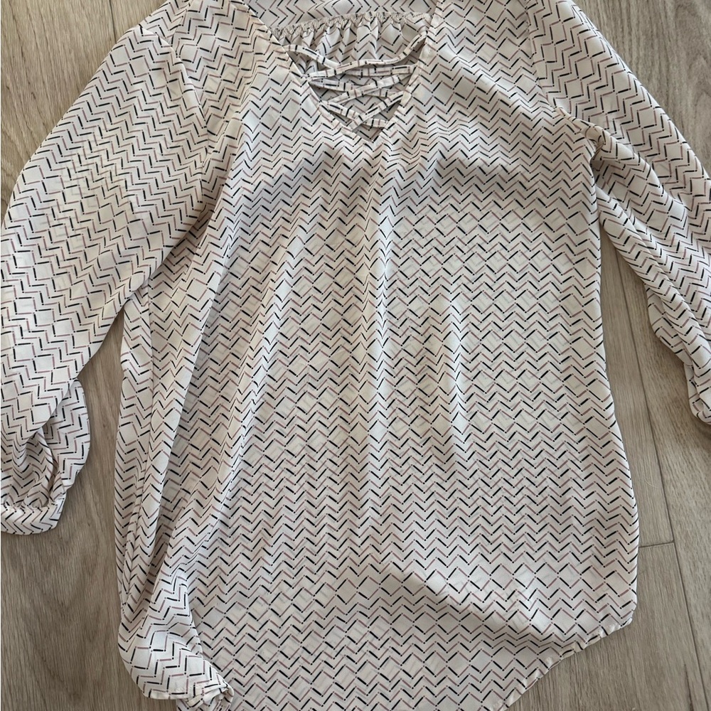 Maurices Zigzag Blouse - Cream and Black